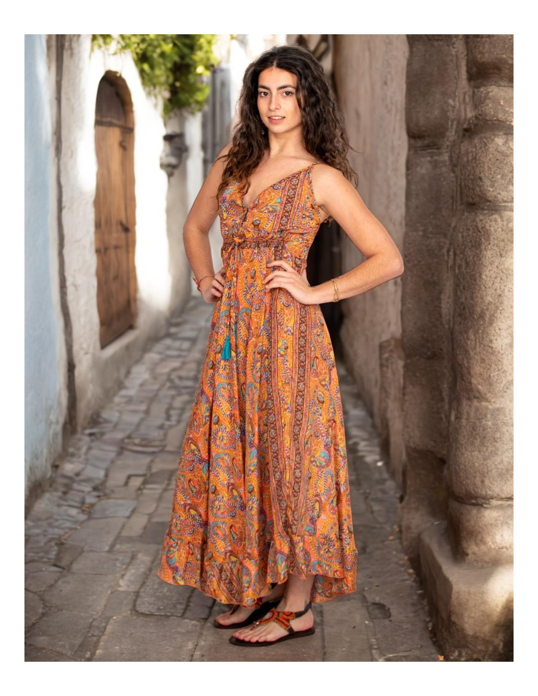 Vestido Casual Vacaciones Vestido Largo Con Tirantes Florales